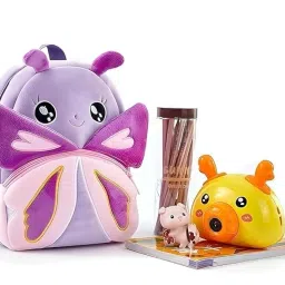frantic Kids Velvet School Bag Plush Cute Backpack Baby Girl Preschool Travel Bags Ideal for Baby Girl & Boy Picnic Carry Travelling Bags (2-5 Years) image 4