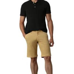 louis philippe Men's Casual Slim Fit Solid Cotton Blend Shorts image 4