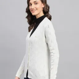 monte carlo Womens Self Design V Neck Wool Blend Cardigan Blue image 1