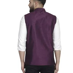 b with b ben buy genuine today and tomorrow B BEN MEN'S DHUPION SILK NEHRU JACKET (44, PURPLE) image 2