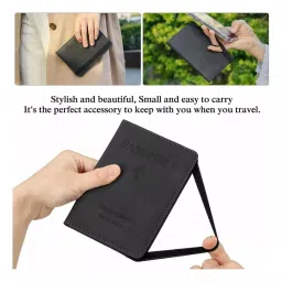 boldstuff Passport Holder Passport Cover with Credit Card Slot and BoardingPass Slot Bi-Fold Passport Wallet Case Book Travel Must Have, PU Leather Travel Accessories-Unisex (Black) image 5