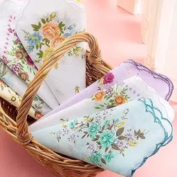 stargaze Cotton Premium Collection Handkerchief Flower Design & Colorful Look Size 25 x 25 CM, Set of 12 Piece (Multicolor) image 4