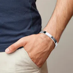 meenaz Bracelet for Men Stainless Steel | Aum Om Kada for men Bracelets | Bracelet for Boys Rose Silver Kada | Waterproof, Anti-tarnish Bracelet, Rust-free, Skin friendly | 8 mm Bracelets for Men image 2