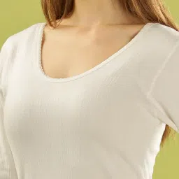 dollar Cotton Ultra Regular Fit Thermal Full Sleeve Thermal Top for Women, White, 2XL image 3
