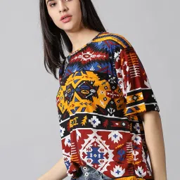 rodzen Oversized Cotton All Over Printed Loose Fit T-Shirt for Women/Girls image 3