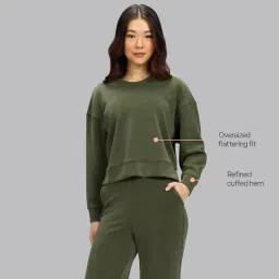 blissclub Women Polyester Barebutter Pullover, Drop Shoulder, Relaxed Fit, Marshmallow Comfort, Super Soft, Round Neck image 4