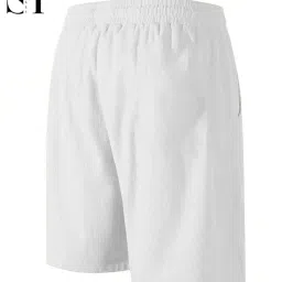 smowkly Men's Premium Polycotton Casual Ribbed Shorts || Elastic & Drawstring Waist with 2 Pocket || Loose Fit Lightweight Burmuda Perfect for Workout, Beach & Summer image 3