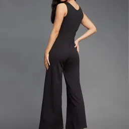 miss chase Women's Embellished Sweet-Heart Neck Sleeveless Side Pocketed Polyester Panelled Regular Jumpsuit image 3