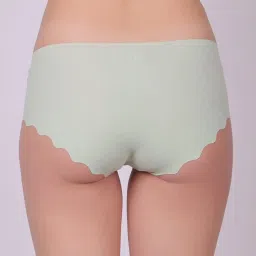 chill pookie Women’s Seamless Mid-Rise Panty with Butterfly Print | Soft Stretch Invisible Underwear with Scalloped Edges Off White - Pack of -2 Panties image 4