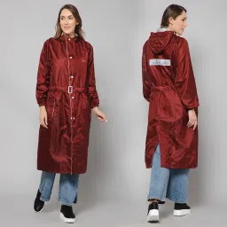 the clownfish Women Polyester Standard Length Rain Coat Rain Coat Long Coat Raincoat For Ladies Waterproof Reversible Double Layer. Aquashield Series image 1