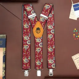 peluche Men's Floral Cut Red Colour Suspender (3.5cm Strap Width Elastic) image 1