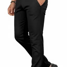 mehrang Men's Slim Fit Casual Mid Rise Trousers, Cotton Blend, Side Pockets || Classic Slim Fit Chino Pants || Business Casual Dress Trousers image 2