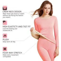 khwaish store Womens Soft Thin Warm Long Jhons Base Layer Thermal Inner Set Ladies Warm Full Sleeve Crew Neck Top & Bottoms Pajama for Winter Cold Weather image 1