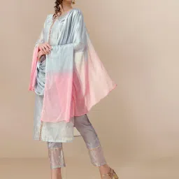 ethnicjunction Women's Chanderi Silk Jacquard Straight Kurta Pant with Dupatta image 4