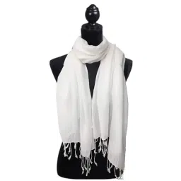 New 3S Global Gia Designer Women's Plain Viscose Stole Scarf (White, Free Size) For Female image 2