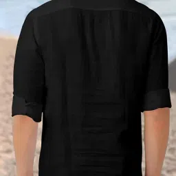 edin wolf Black Color Cotton Solid Casual Slim Fit Mandarin/Chinese Collor Short Kurta for Men image 1