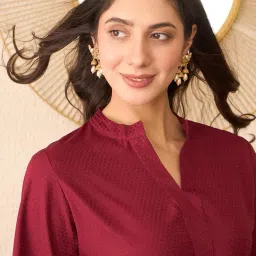 vaamsi Women's Maroon Silk Blend Solid Solid Top | Western Tops for Women image 1