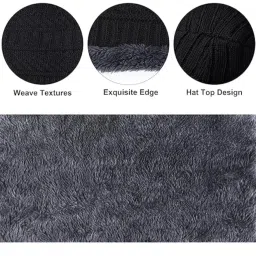 Any Store Sports Winters Cap & Muffler for Men & Women| Beanie Cap| 1 Set| (Black) image 2