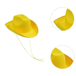myaddiction Western Cowboy Hat Versatile with Chin Strap for Women Men Photo Props Party Yellow image 5