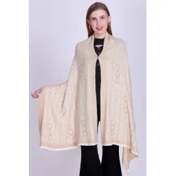 evaz Shawl for Women, Free Size (Camel) Stylish Knitted Acrylic Wool Fabric Printed Emboidered Stole for Women (28'' x 72'') image 4