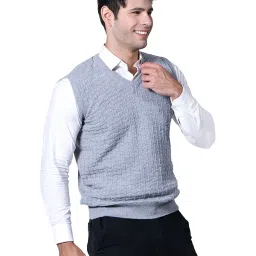 mont connett Men Woolen V-Neck Solid Plain Design Sleeveless Pullover Heavy Rainbow Fabric Winter Wear Pure Wool Cardigan for Men Fully Warm Pullover Free Sizes image 2