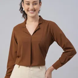 Women's Regular Fit Cotton Blend Shirts with Wingtip Collar image 1