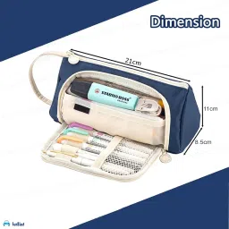 FunBlast Multipurpose Zipper Pouch for Girls, Kids & Adults - Stationary Organizer, Makeup, Cosmetic, Toiletry Bag, Water Resistant Travel Accessory (Navy Blue) image 1