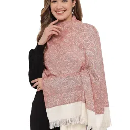 pashtush Women's Jamawar Reversible Shawl, Ivory image 2