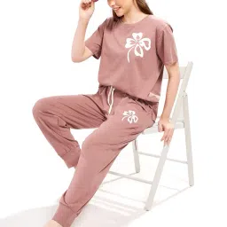 weet Printed Round Neck Half Sleeves Co-ord Set Tracksuit for Women 3427 image 2