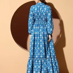 kzully | Dress for Women | Boho Floral Maxi | Long Sleeve High Neck | Anarkali Style A-Line | Casual & Ethnic Wear image 1