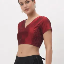 studio rasa Women's Silk Blend Stretchable Crop Top for Festive Wedding Party image 2