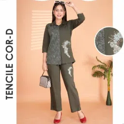 nuvellé NUVELLE Tencel Fabric Co-ord Set | Ultra-Soft, Eco-Friendly & Stylish Wear Color-Mehndi image 1