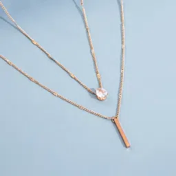 shining diva fashion Stylish Multilayer Crystal Chain Pendant Necklace for Women and Girls (14563np), Gold image 5