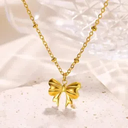 jewilley Charm Bow Knot Necklace for Women | Anti-Tarnish Waterproof Jewelry for Everyday Wear | Valentines, Birthday, Anniversary, Wedding Gifts for Wife,Gift for Girlfriend Mom & Sister image 1