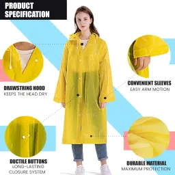 zonkar Waterproof Unisex Rain Coat Hooded Full Sleeves Outdoor Men, Women, Boys & Girls Rainwear Poncho Raincoat for Camping, Hiking & Travelling image 3