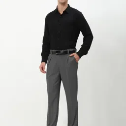 showoffff Men's Charcoal Straight Fit Formal Trouser-JE-R-108-BOXPLEET_Charcoal image 4