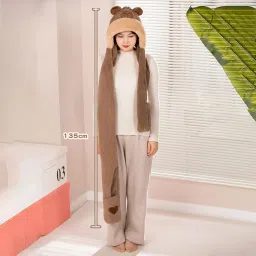 merishopp Hoodie Hat Scarf Gloves Set Comfortable Cute Warm Winter Hat for Women Girls Light Brown|Clothing Shoes & Accessories|Kids Clothing Shoes & Accs|Girls Accessories|Hats image 2
