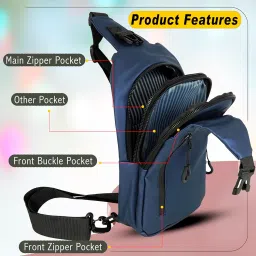 storite Small Sling Crossbody Bag for Men Women, Waterproof Backpack Shoulder Daypack Cross Body Chest Bags With USB Charger Port for Casual Travel Hiking Outdoor Sports (Blue - 31 x 17 x 8 Cm) image 5