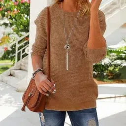 colorchakra Stylish Knit Woolen Sweater for Women Wool Round Neck Womens Pullover image 3