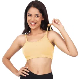 dchica Essentials Uniform Bras for Women's, Cotton Non-Padded Full Coverage Seamless Everyday Non-Wired Gym Bra with Adjustable Thin Strap, Solid Training Bra for Young Women image 3