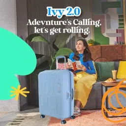 american tourister Ivy 2.0-8 Wheel, 68 CM Medium Hard PP Check-in Suitcase for Travel/Trolley Bag for Travel/Travel Bag with Combination Lock & Smooth Sliding Double Wheel - Blue Frog image 1