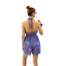 bedazzle Women's Floral Halter Neck Short Jumpsuit image 2