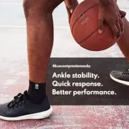 kue Compression Ankle Socks For Men & Women I Improved Blood Circulation, Pain Relief, Daily Use, Running & Sports, Premium Fabric, Moisture Wicking I Ankle Length Sports Socks(Combo Pack Of 2 - Black & Grey; Size - S/M) image 2