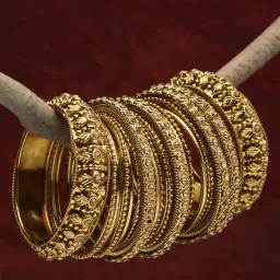 shining diva fashion Latest Antique Gold Plated Set of 26 Stylish Traditional Bangle for Women image 2