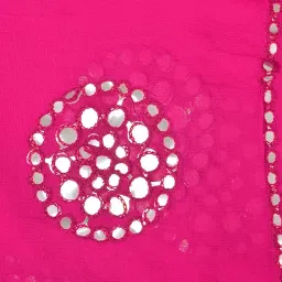 youthquake Plastic Mirror Work Embroidered Chiffon Dupatta for Women & Girls image 1