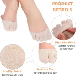 magnova store Toe Topper Socks for Women and Men - Five Finger Half Socks, No Show Liner, Non-Slip Invisible for High Heels, Sandals, Flats, Boots image 2
