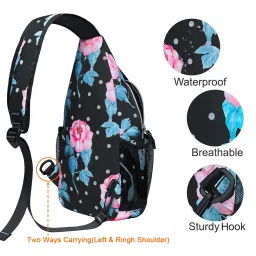 MOSISO Sling Backpack, Multipurpose Travel Hiking Daypack Impatiens Rope Crossbody Shoulder Bag image 3