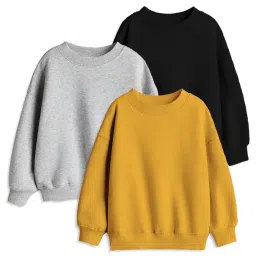 minicult Boy's & Girl's Cotton Round Neck Sweatshirt for Light Winters image 1