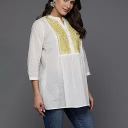 indo era Women's Cotton Embroidered Casual Top (TP0NB7651) image 2