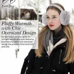 brook + bay Womens Ear Muffs - Winter Ear Warmers/Covers - Cable Knit Furry Fleece Earmuffs for Cold Weather image 1
